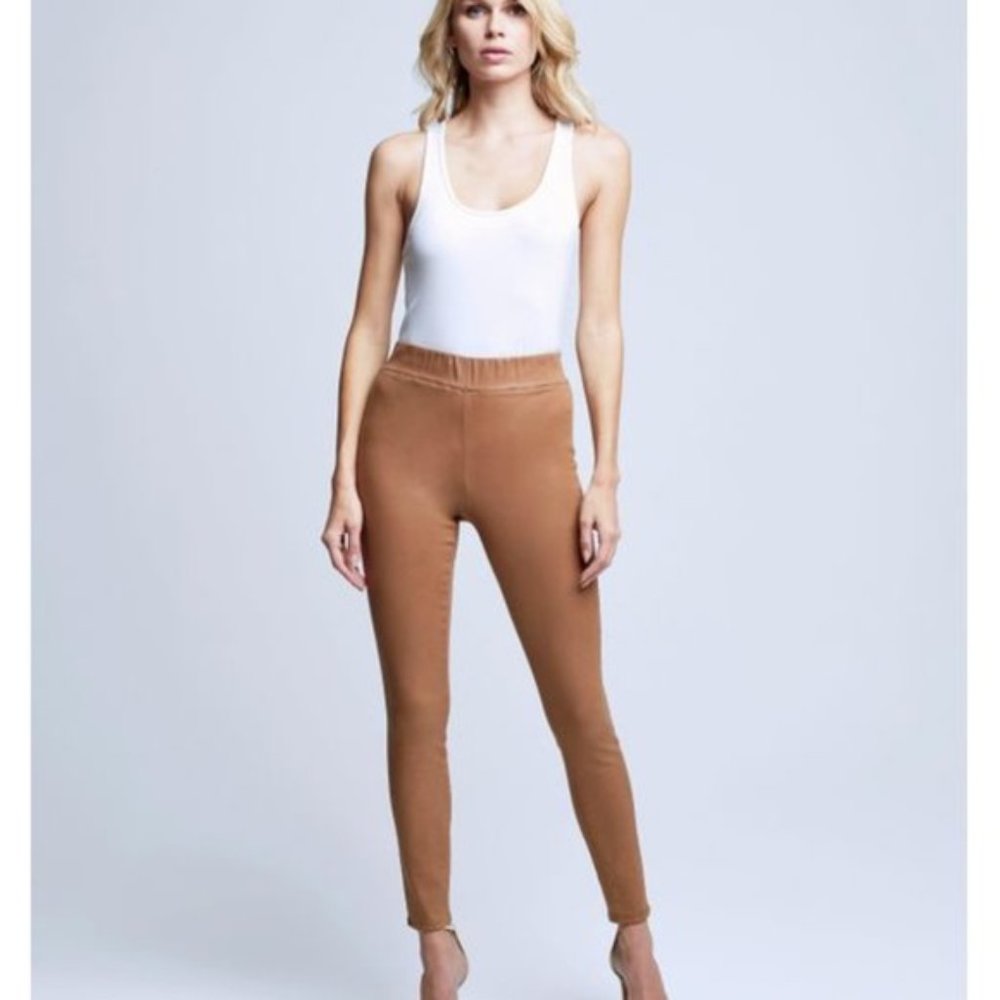 L'AGENCE Rochelle High-Rise Pull-On Skinny Jeans hazelnut coated NWT